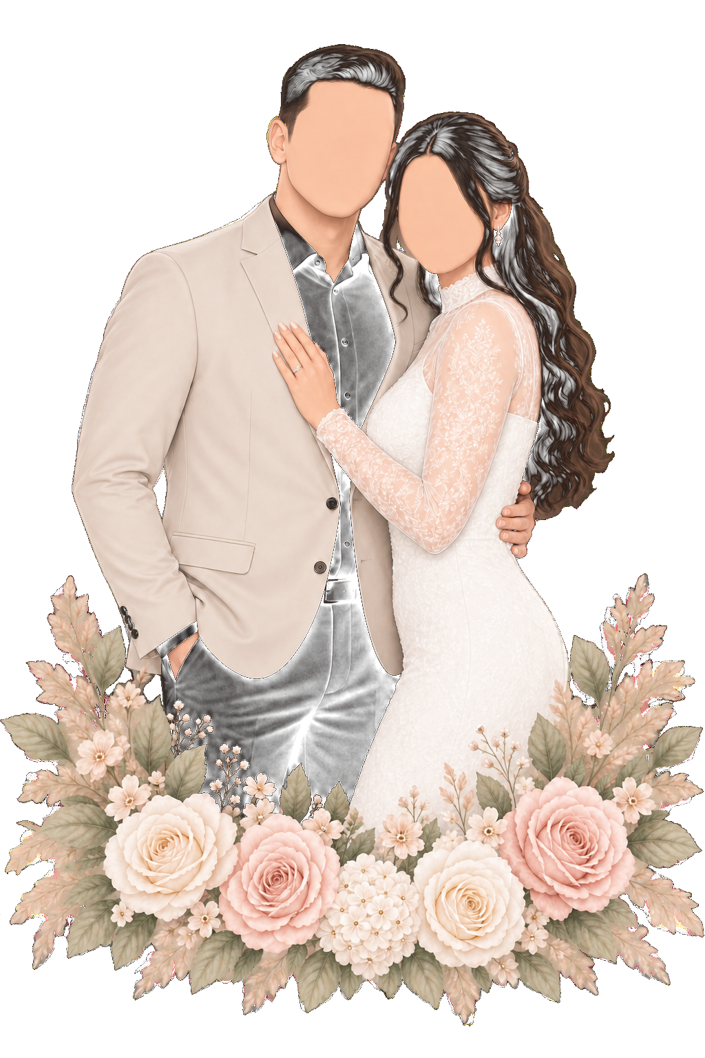 Illustrated portrait of Mohamed and Malak